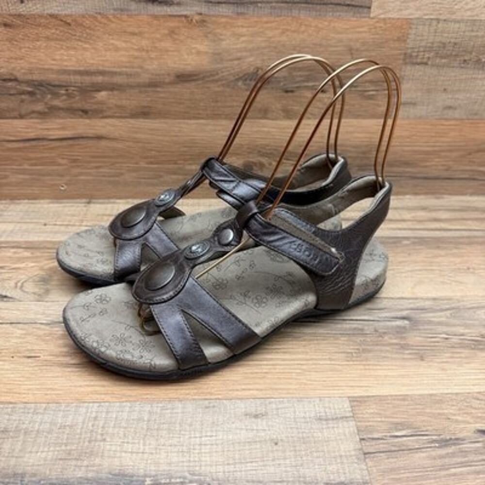 Taos Cleopatra Women's 8 EU 38 Pewter Gray Leather Gladiator Comfort Sandals